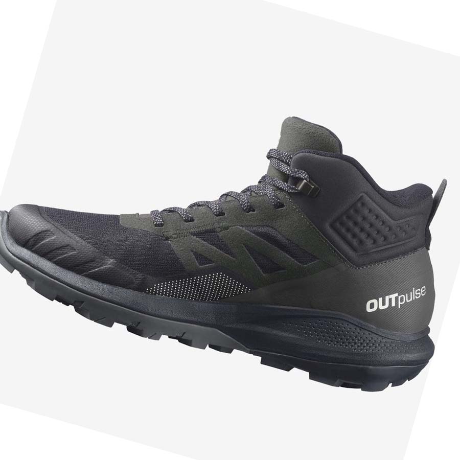 Salomon OUTPULSE MID GORE-TEX Túracipő Férfi Fekete | HU 2084QMA